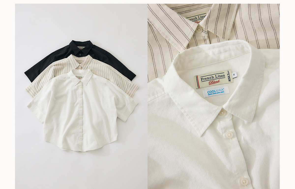 フレンチリネンCOOLMAXショートドルマンシャツ