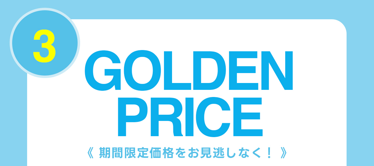 3　GOLDEN PRICE　《期間限定価格をお見逃しなく!》