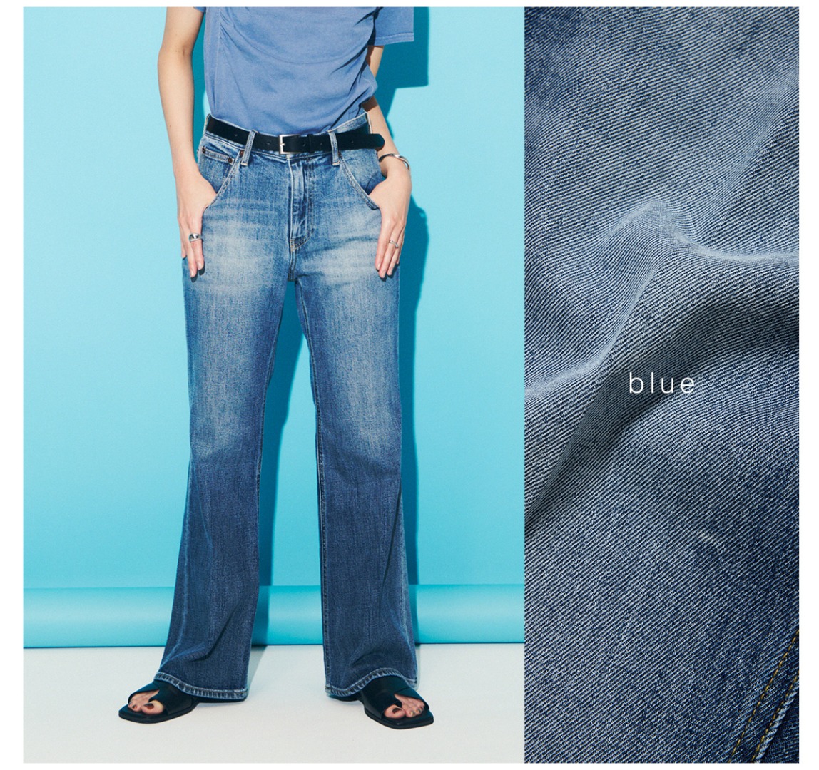 AZUL DENIM センタープレスフレアデニム