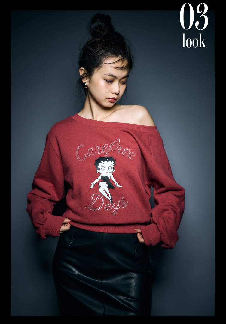 AZUL×BETTY オフショルスウェット