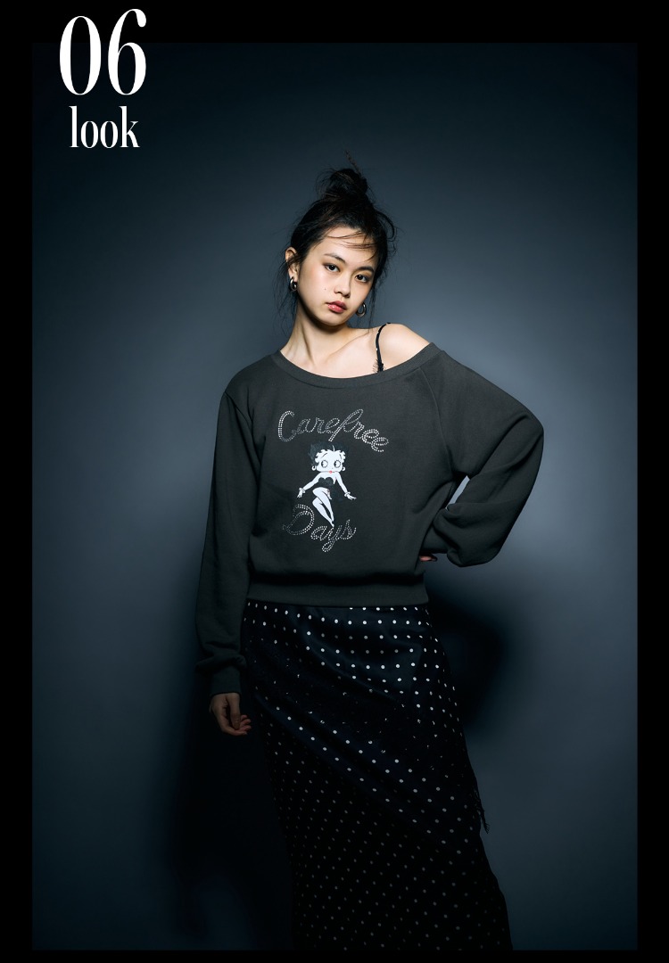 AZUL×BETTY オフショルスウェット